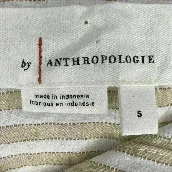 Anthropologie Beige Striped Shirt Dress - Picture 6 of 9